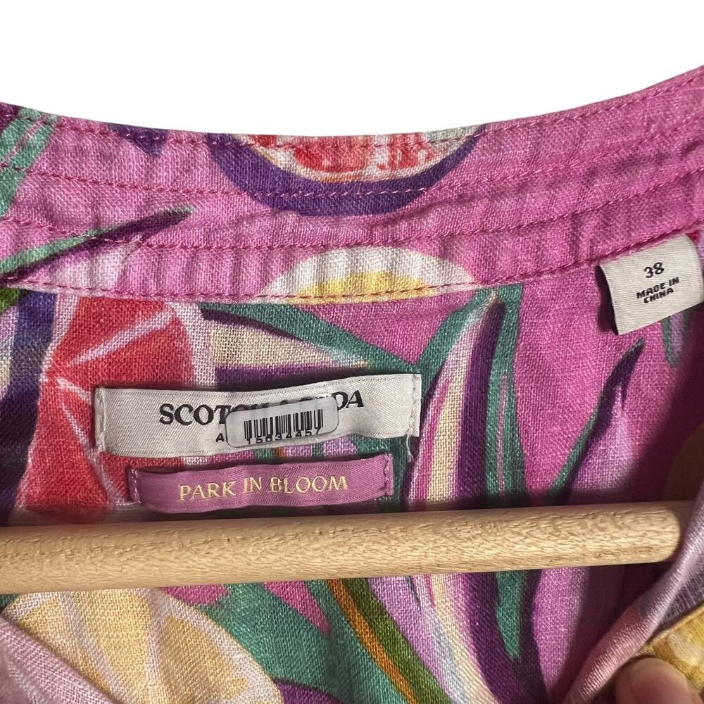 Scotch & Soda Pink Citrus Fruit Print Linen Tie Waist Romper Size M - Picture 6 of 16